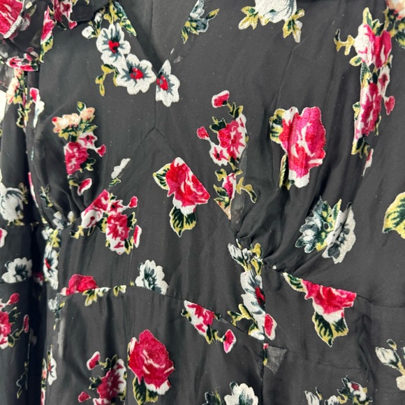 Mod Cloth Anna Sui Chic Ruffle Sleeve Floral Maxi Dress Size 24 - Picture 6 of 13